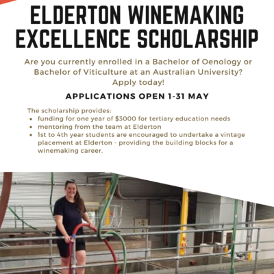 Elderton Winemaking Excellence Scholarship Applications Open
